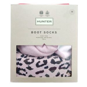 Hunter Tall Boot Socks Pink Black Leopard Animal Print Women's Size Medium NWT